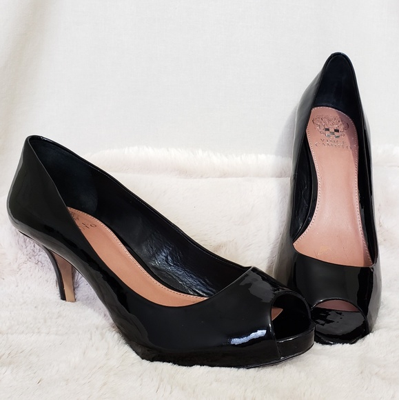 Vince Camuto black peep toe heels - Picture 1 of 8
